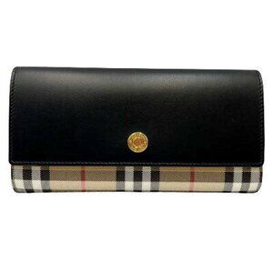 BURBERRY Check Leather Long Wallet